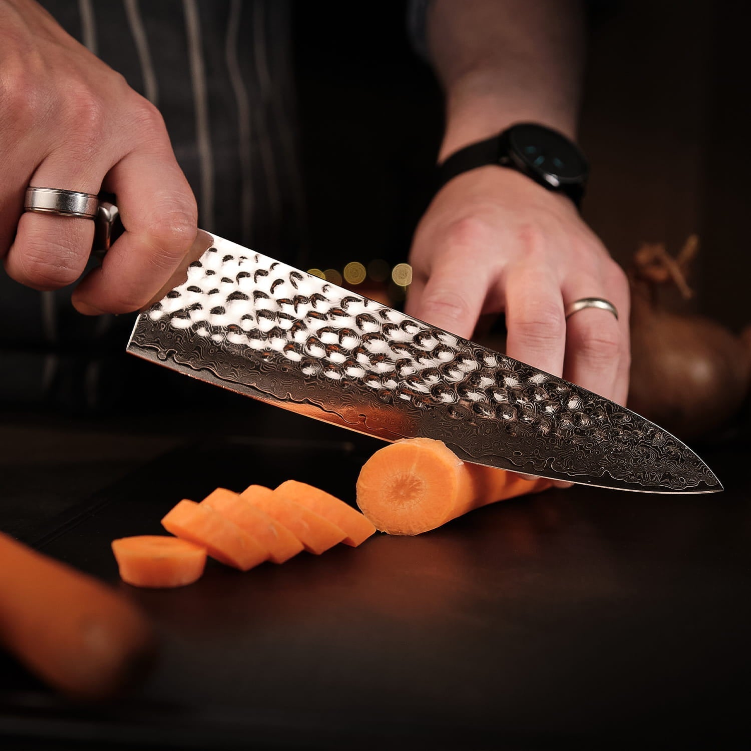 Couteau de chef Raijin en acier Damas 8,5″
