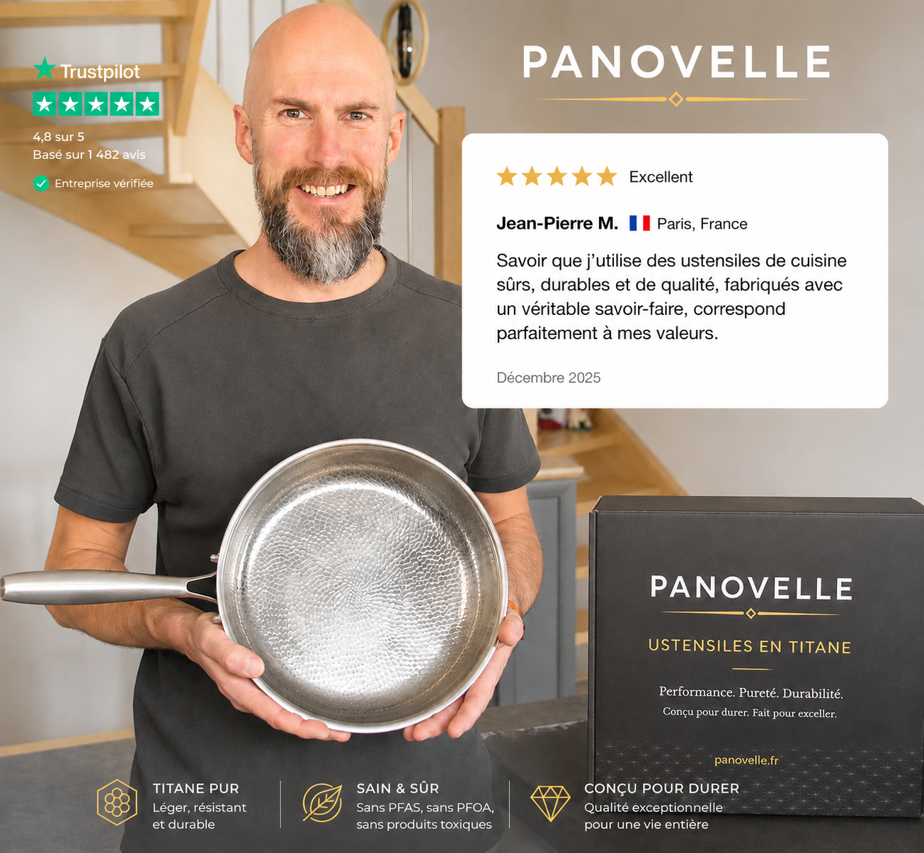 Poêle ®en Titane Martelé