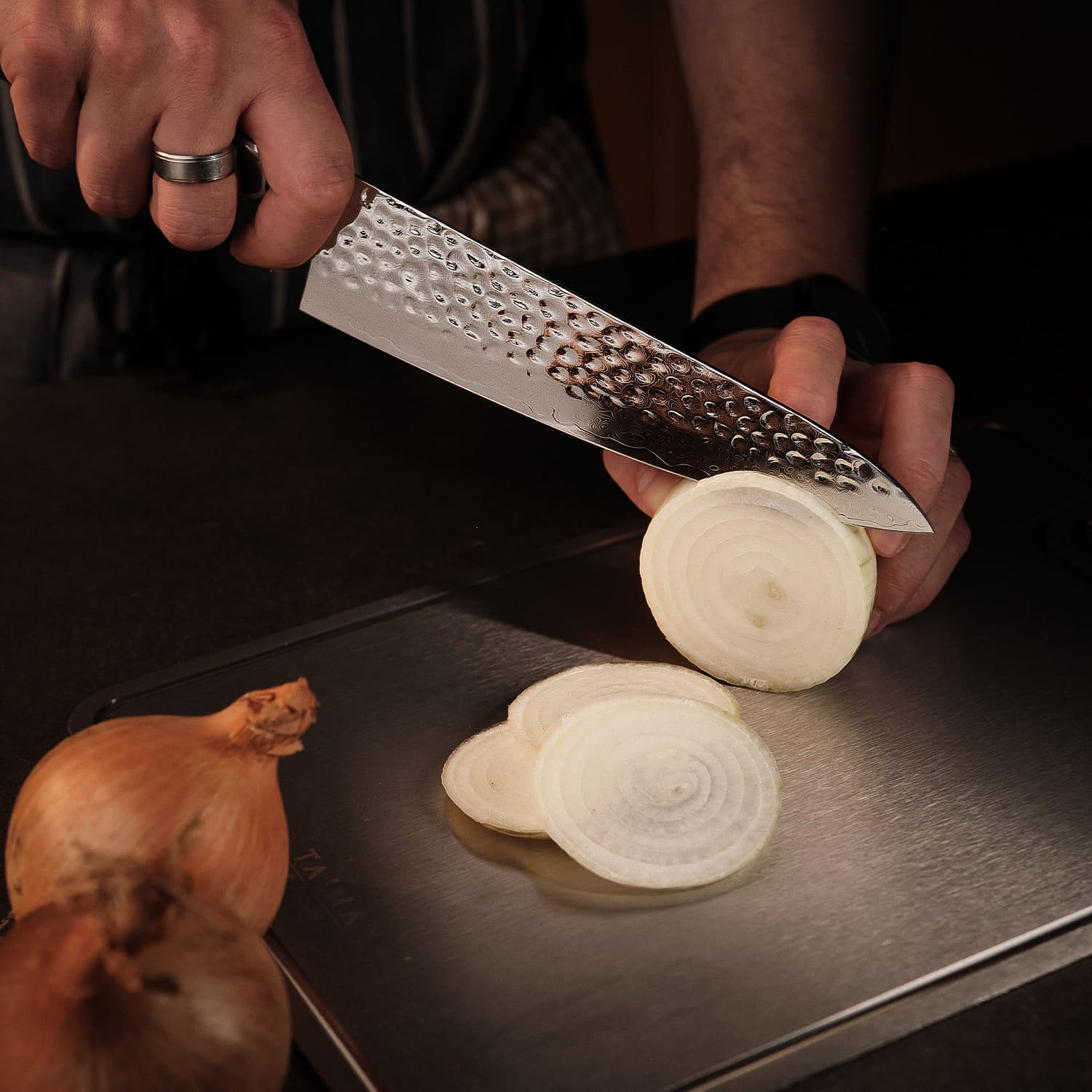 Couteau de chef Raijin en acier Damas 8,5″
