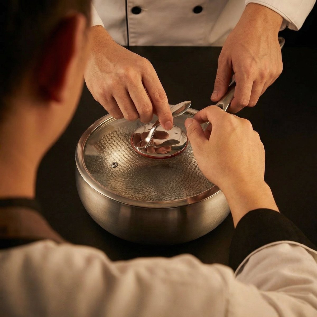 Ensemble de Cuisine Complet en Titane Forgé à la Main avec 3 Couvercles (25, 28 & 30 cm)